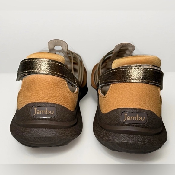 Relax Foam Jambu Women's Chestnut Closed Toe Leather Sandals Shoes Brown Tan 8 - Picture 5 of 9